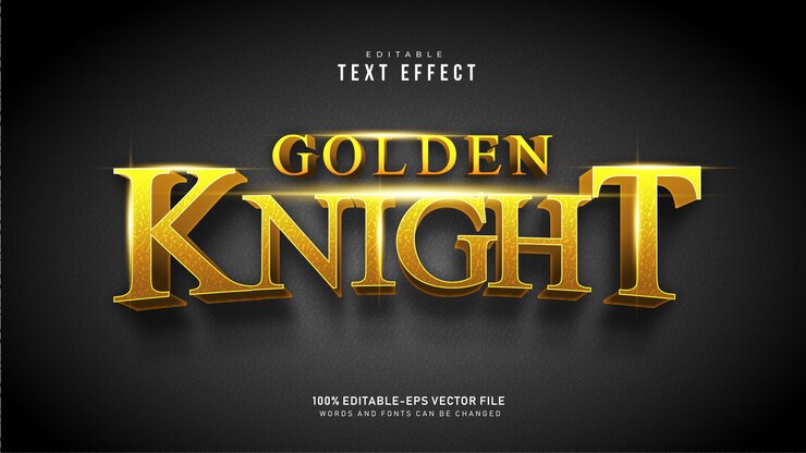 Vettore gratuito golden knight text effect
