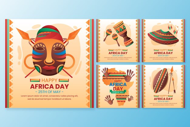 Gradient africa day instagram post collection