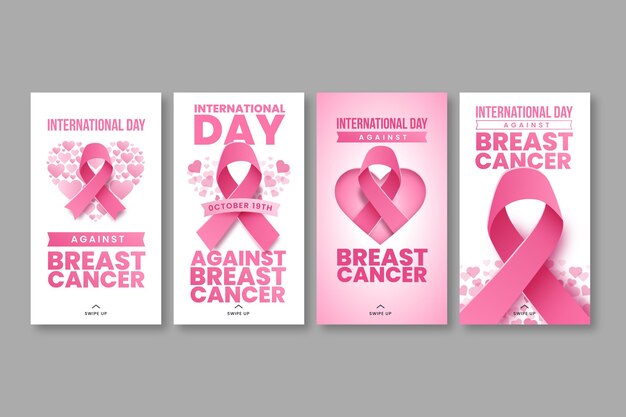 Gradient giornata internazionale contro il cancro al seno raccolta di storie su Instagram