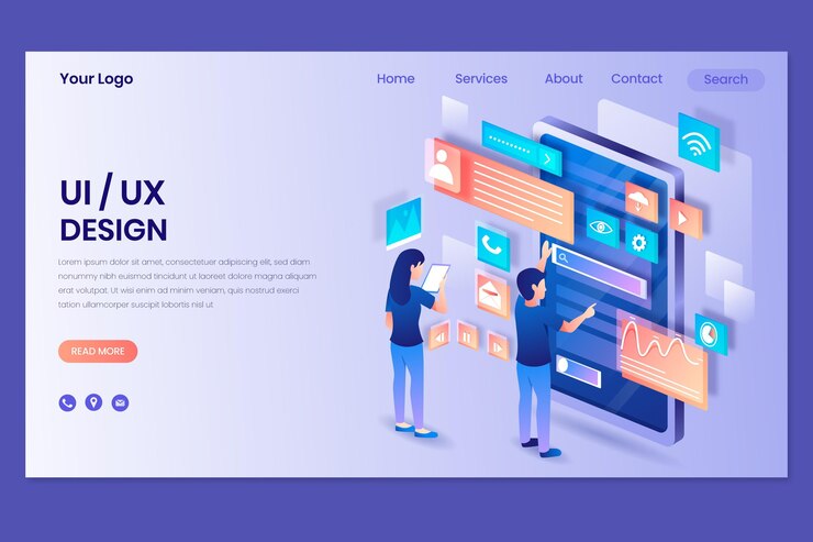 Vettore gratuito gradient ui ux landing page
