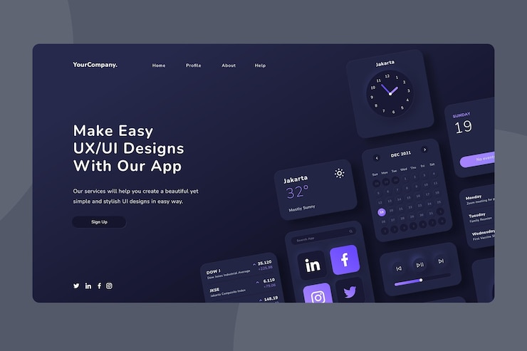 Vettore gratuito gradient ui ux landing page