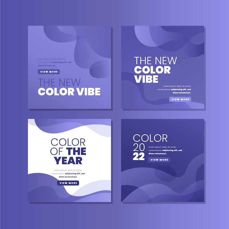 Vettore gratuito gradient very peri instagram post collection