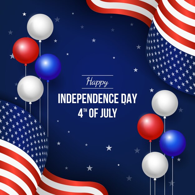 Gradiente 4 luglio illustrazione con palloncini e stelle
