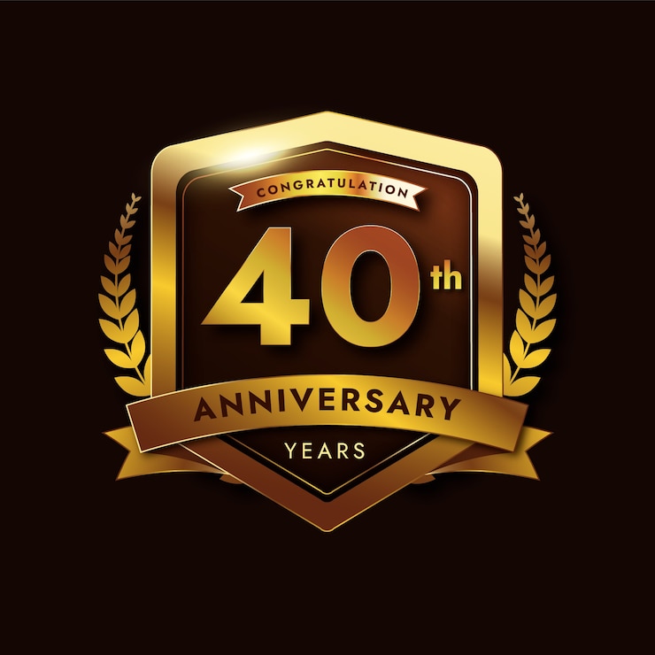 Vettore gratuito gradiente 40° anniversario o biglietto d'auguri