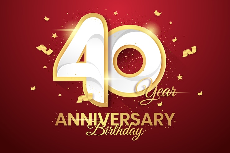 Vettore gratuito gradiente 40° anniversario o biglietto d'auguri