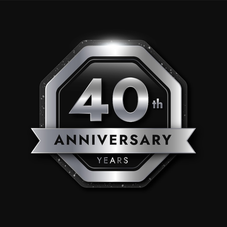 Vettore gratuito gradiente 40° anniversario o design di compleanno
