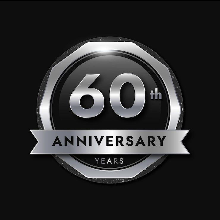 Vettore gratuito gradiente 60° anniversario o design di compleanno