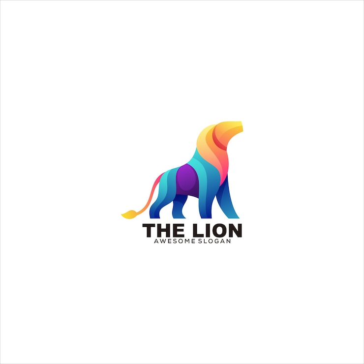 Vettore gratuito gradiente colorato di leone logo vettoriale