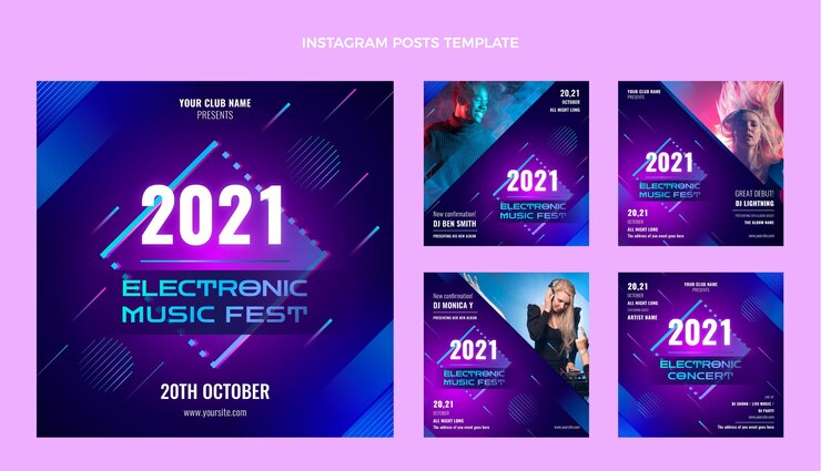Vettore gratuito gradiente colorato festival di musica ig post