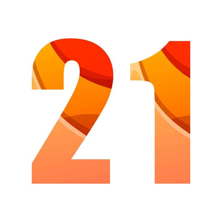 Vettore gratuito gradiente colorato numero 21 logo design