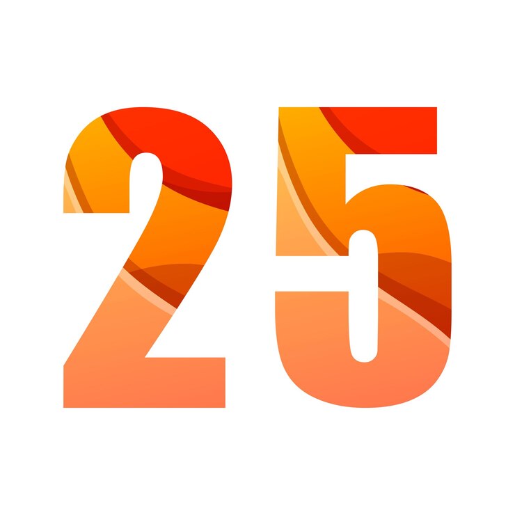 Vettore gratuito gradiente colorato numero 25 logo design