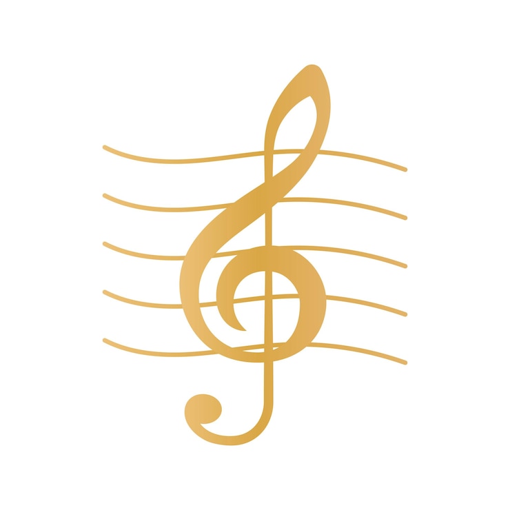 Vettore gratuito gradiente d'oro della nota musicale della chiave di treble