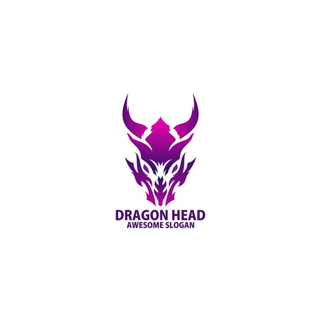 Gradiente di design del logo della testa del drago colorato