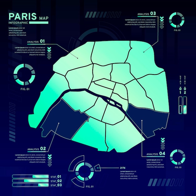 Gradiente infografica mappa di Parigi