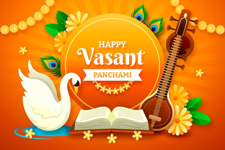 Vettore gratuito gradiente vasant panchami celebrazione dello sfondo