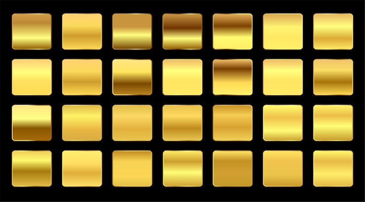 Vettore gratuito gradienti d'oro giallo premium campioni set grande