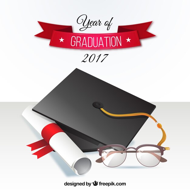 Graduation background 2017 con biretta e diploma