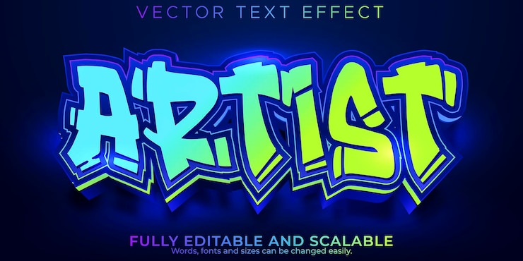 Vettore gratuito graffiti artist effetto testo spray modificabile e stile testo di strada
