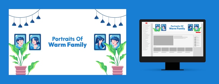 Vettore gratuito grafica del canale youtube piatto per la celebrazione della giornata internazionale delle famiglie