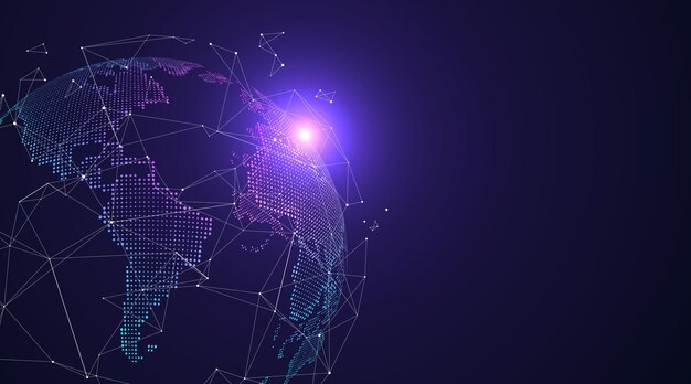 Grafico della terra 3D che simboleggia l'illustrazione del commercio globale.