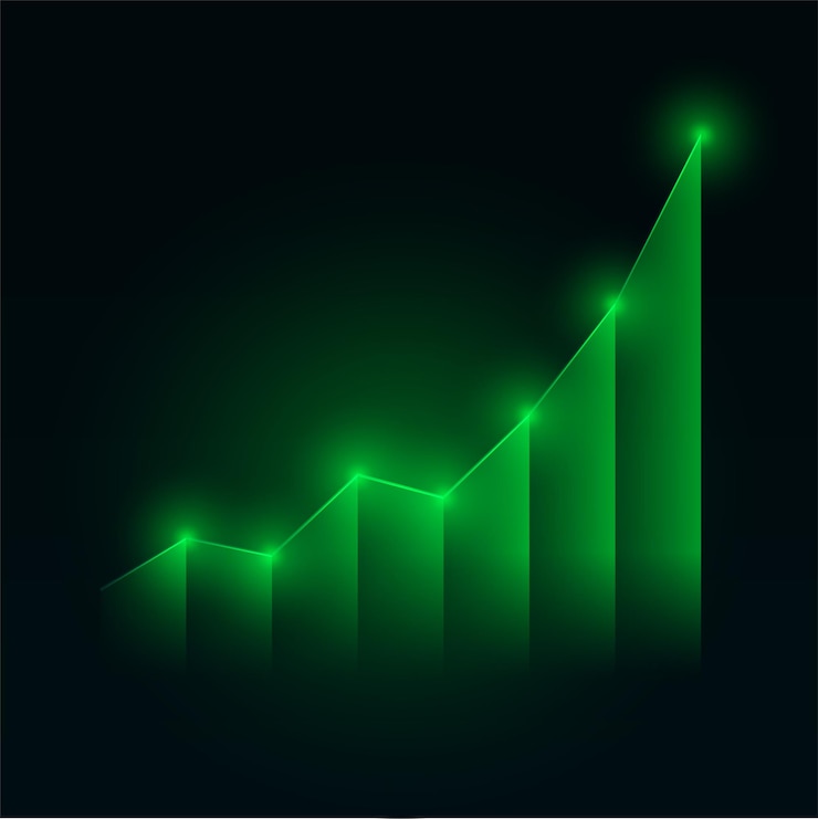 Vettore gratuito grafico delle statistiche del mercato azionario finanziario con crescita ascendente