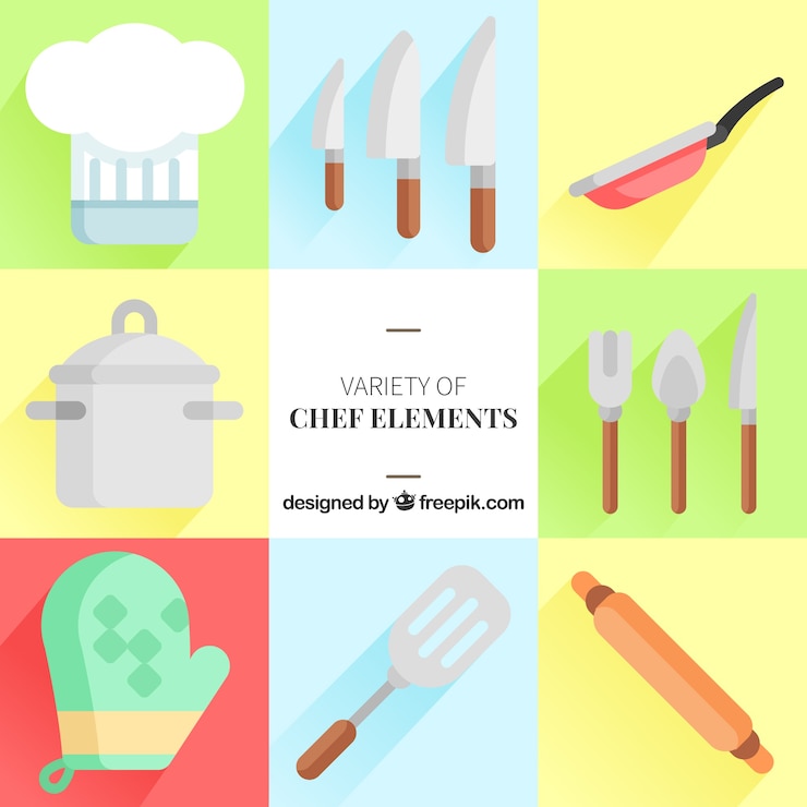 Vettore gratuito grande collezione di elementi chef piatti