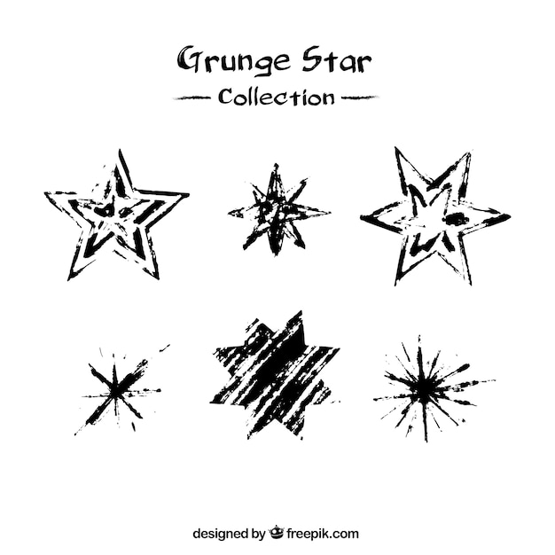 Grande collezione di stelle grunge con diverse forme