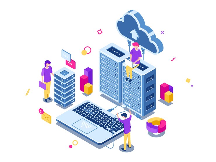 Grande data center, rack per sala server, processo di progettazione, lavoro di squadra, tecnologia informatica, archiviazione cloud