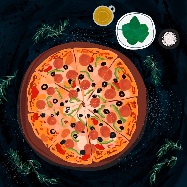 Grande illustrazione di pizza italiana