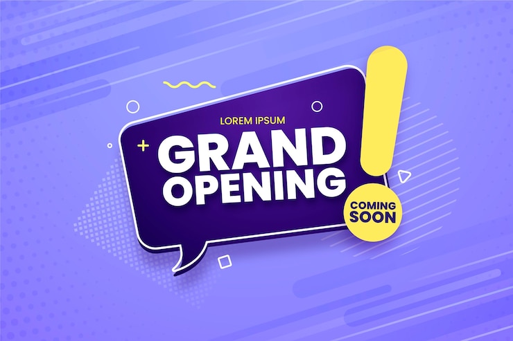 Vettore gratuito grande inaugurazione presto promozionale