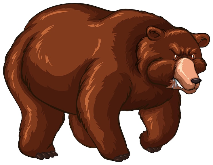 Vettore gratuito grande orso con pelliccia marrone
