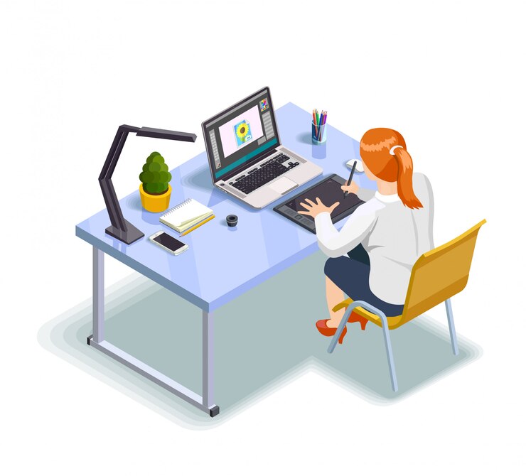 Vettore gratuito graphic designer isometric 