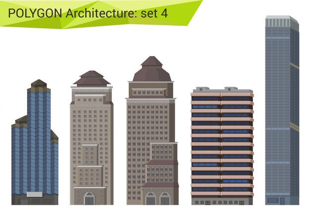 Grattacieli, case di città ed edifici in stile poligonale.