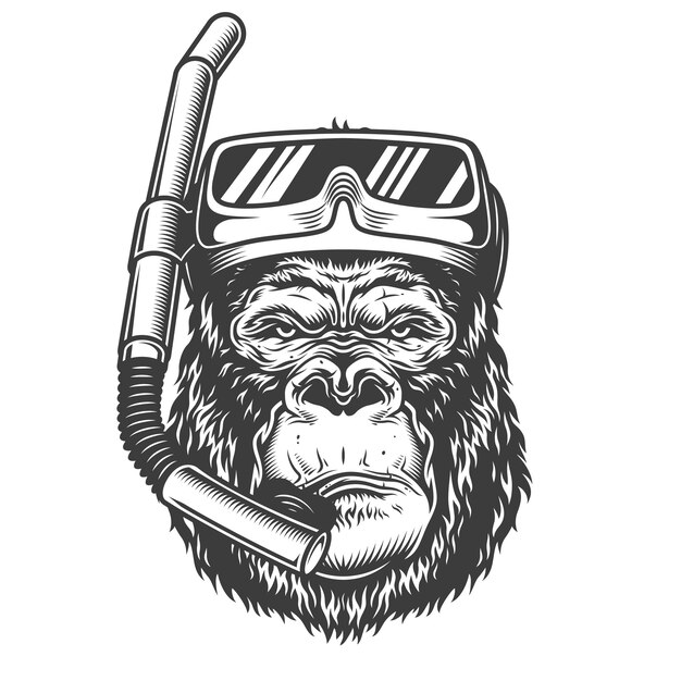 Grave gorilla in stile monocromatico