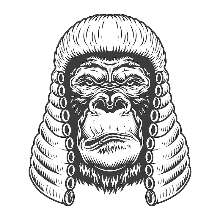 Vettore gratuito grave gorilla in stile monocromatico