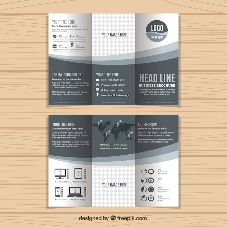 Vettore gratuito grey trifold affari