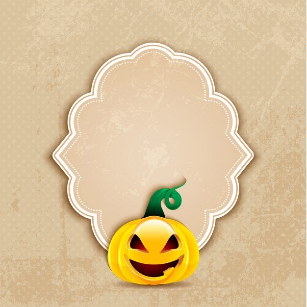 Vettore gratuito grunge stile sfondo halloween con la zucca e il contrassegno in bianco