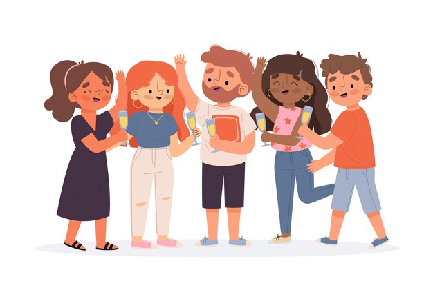 Gruppo di amici che tostano insieme illustrazione