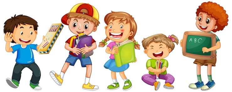 Vettore gratuito gruppo di bambini piccoli personaggio dei cartoni animati su sfondo bianco