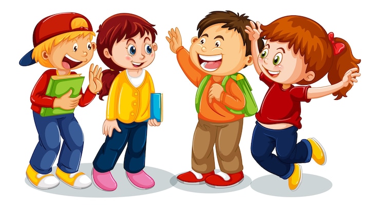 Vettore gratuito gruppo di bambini piccoli personaggio di cartone animato su sfondo bianco
