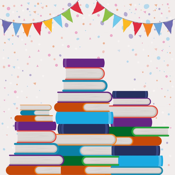 Vettore gratuito gruppo di libri e gagliardetto