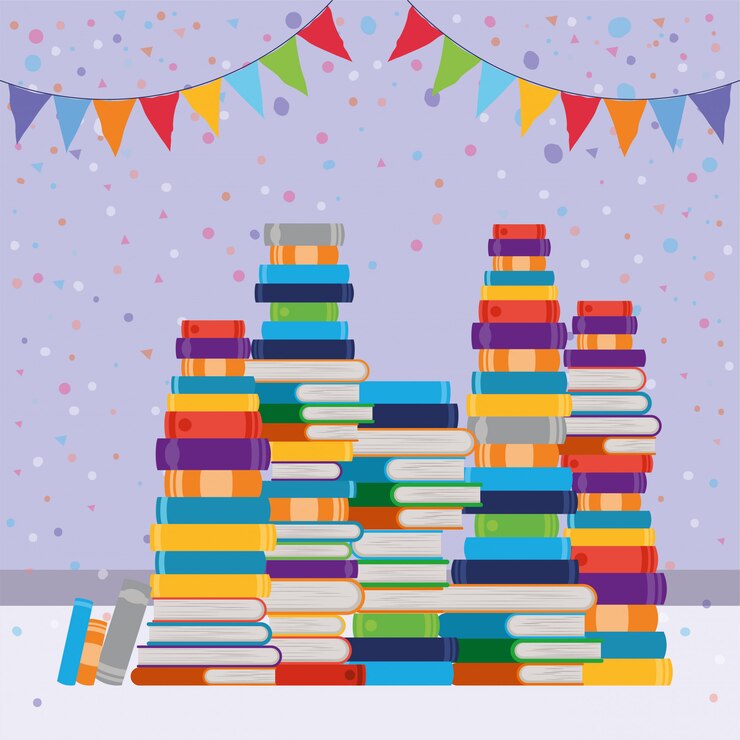 Vettore gratuito gruppo di libri e gagliardetto