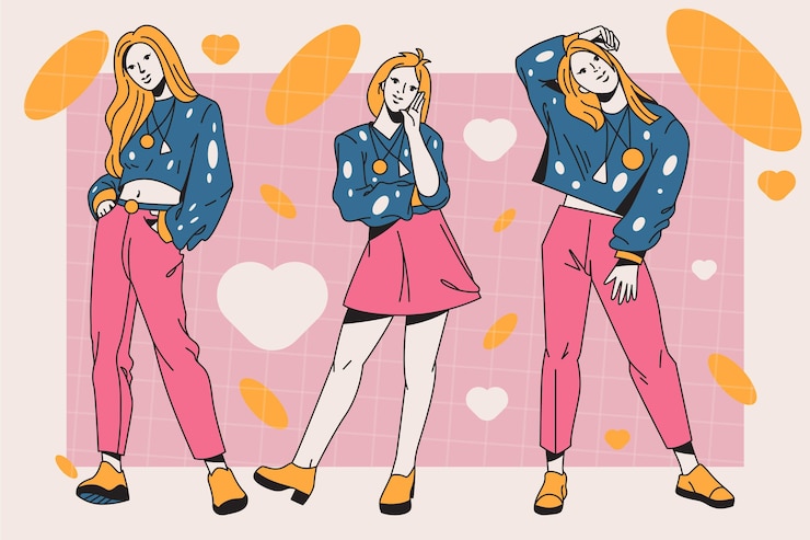Vettore gratuito gruppo di ragazze k-pop
