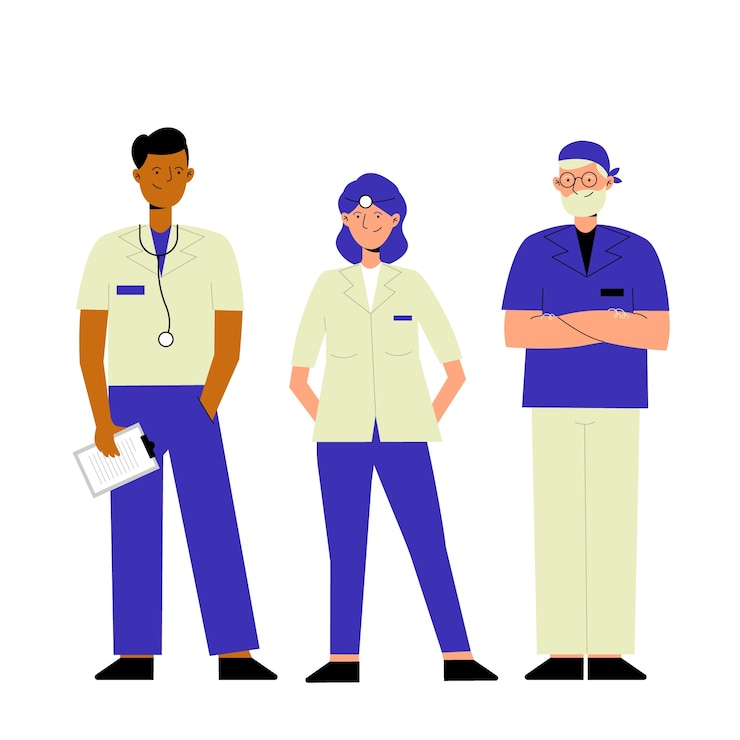 Vettore gratuito gruppo di team di professionisti sanitari illustrati