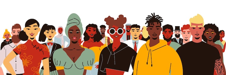 Vettore gratuito gruppo di varie persone con diverse etnie