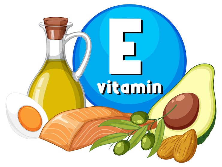 Vettore gratuito gruppo educativo di alimenti contenenti vitamina e