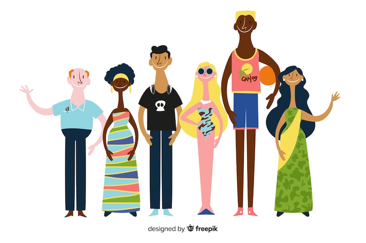 Vettore gratuito gruppo multirazziale di persone diverse