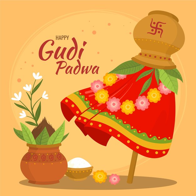 Gudi padwa disegnato a mano