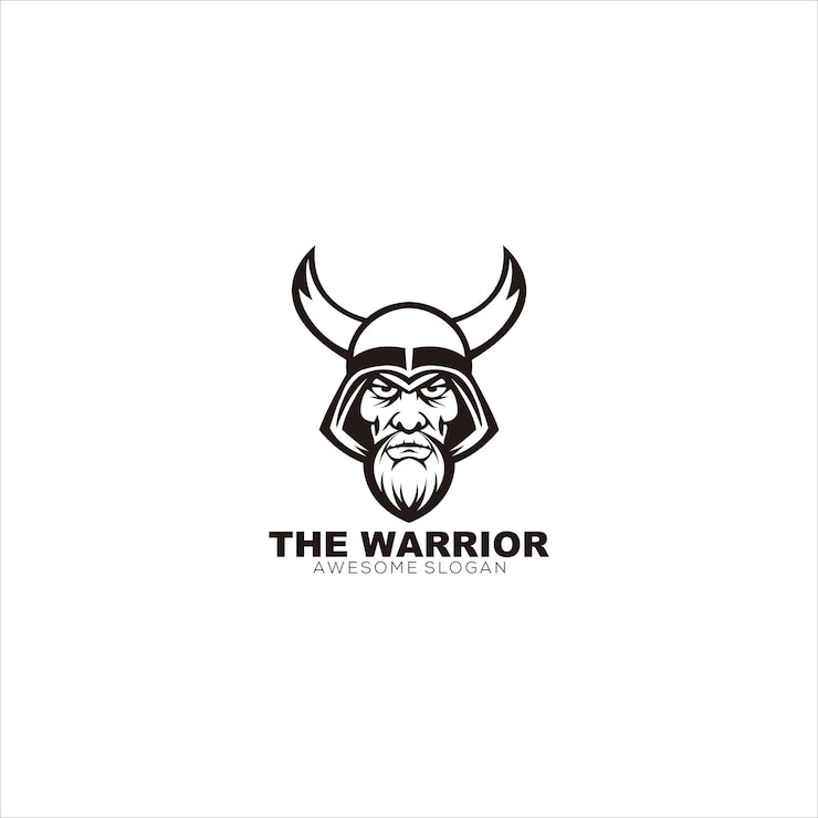 Vettore gratuito guerriero logo mascotte e illustrazione di sport