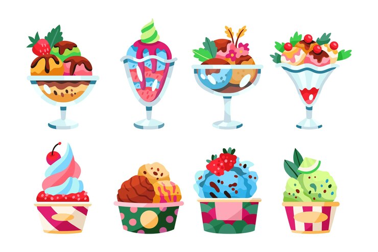 Vettore gratuito gustosa collezione di gelati disegnati a mano